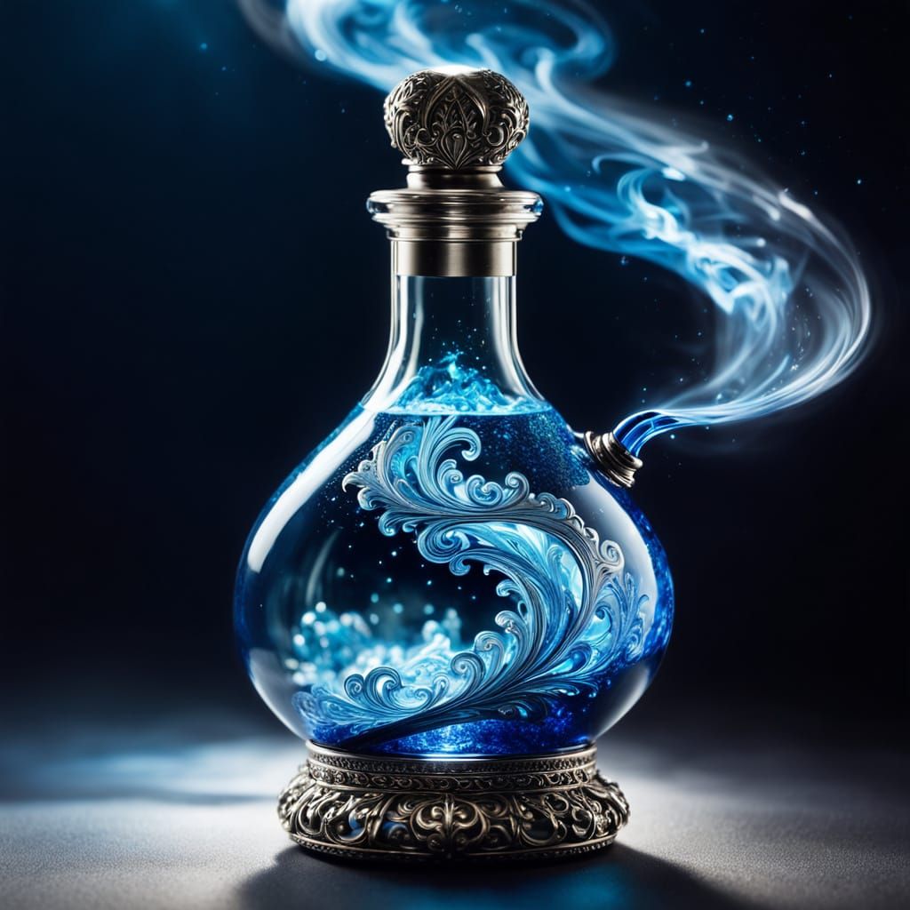 Glowing Silver-Blue Potion of Whispers