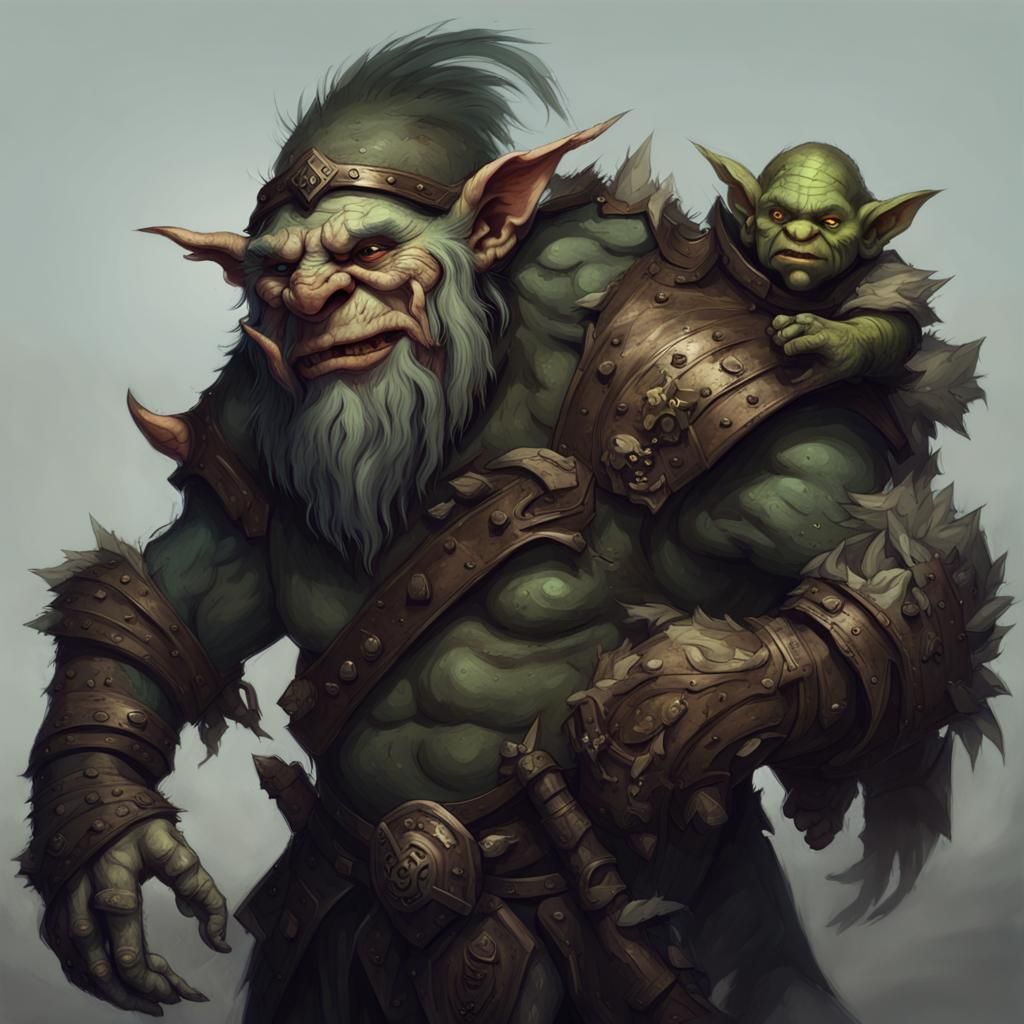 Armored Troll and Goblin Jester Fantasy Art