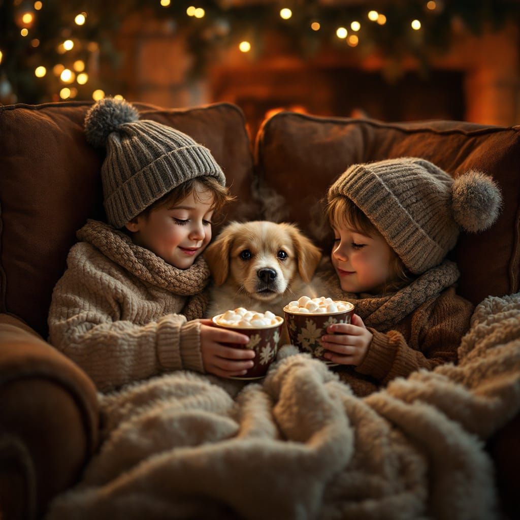 Cozy Children's Hot Chocolate by Firelight
