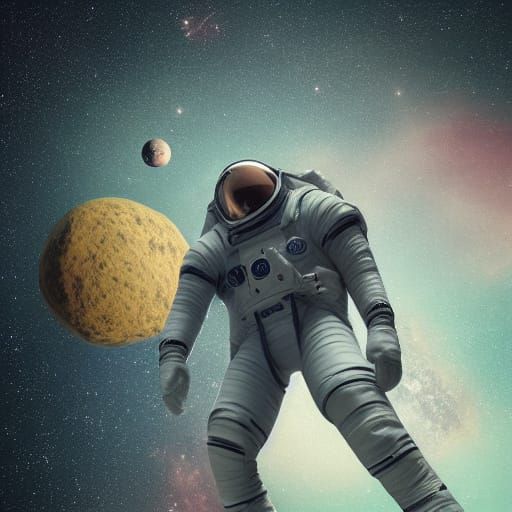 Astronaut Contemplates Cosmos in Sci-Fi Illustration