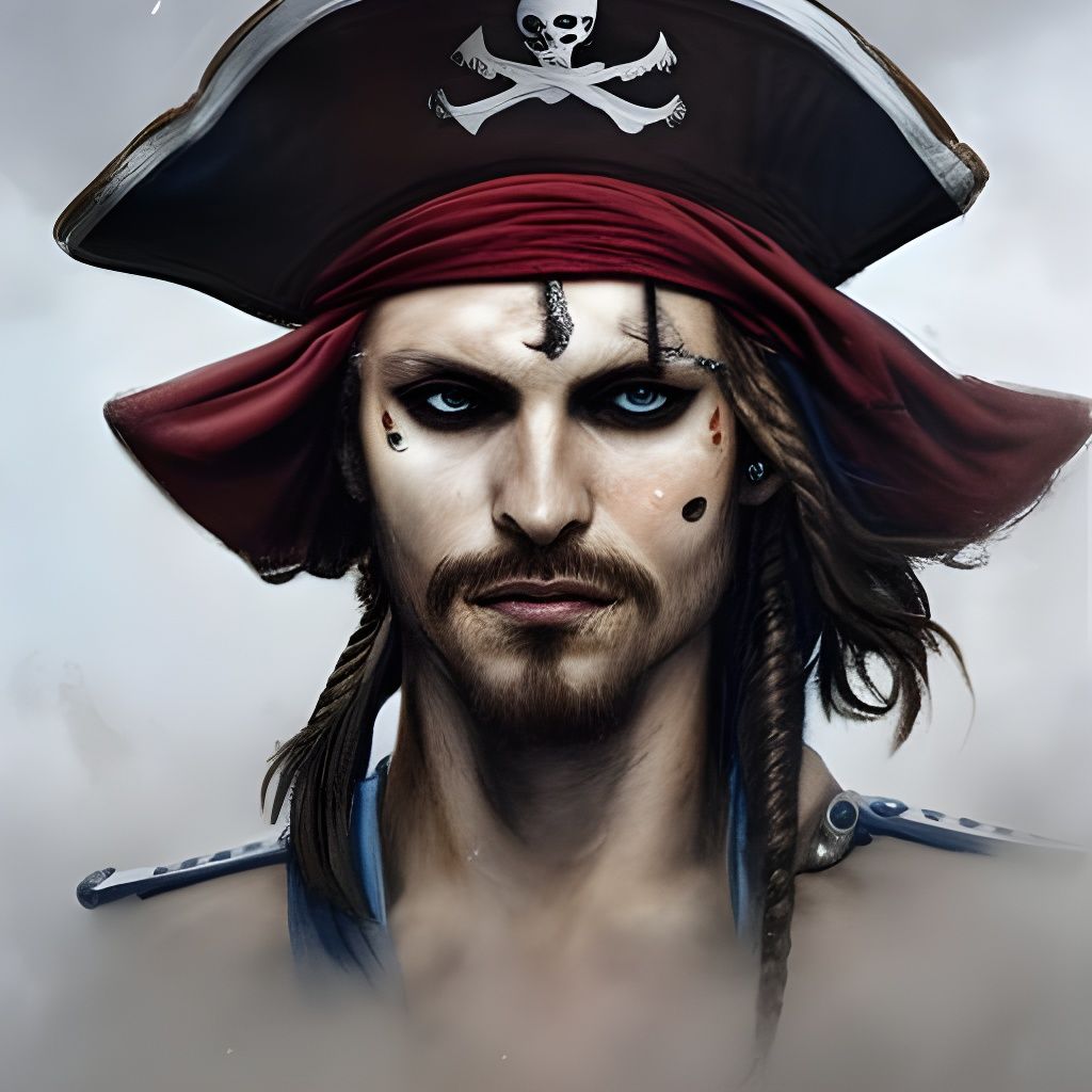 Handsome Pirate Captain Portrait in Detailed Style