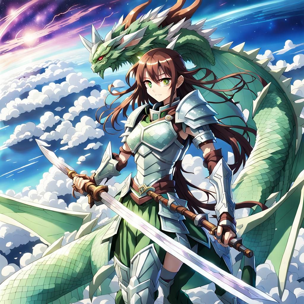 Anime Style Female Warrior with Dragon Armor