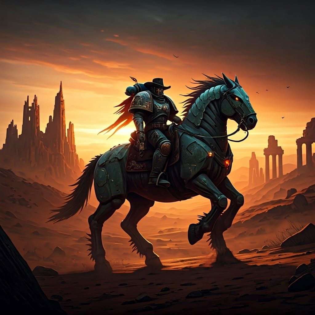 Space Marine Cowboy Rides Cybernetic Horse