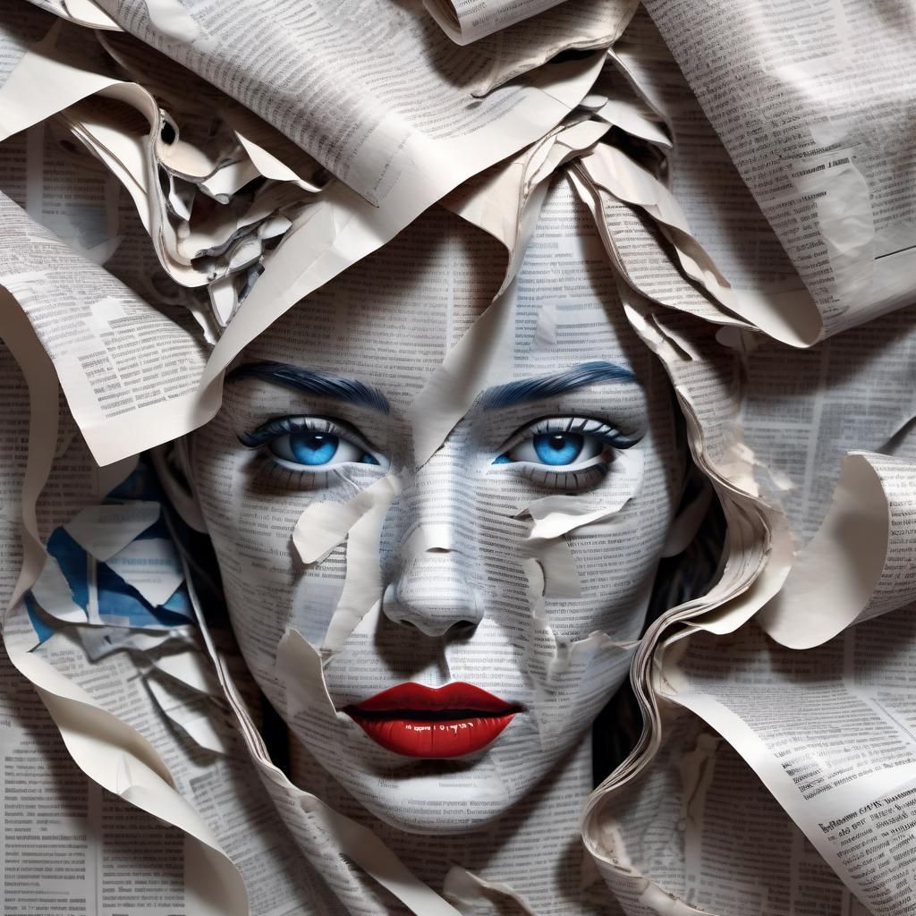 Surreal Newspaper Woman Hyperrealistic Octane Render