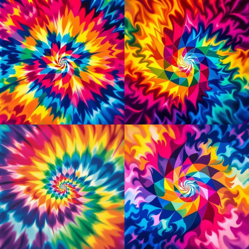 Vibrant Rainbow Tie Dye Spiral Swirl Art