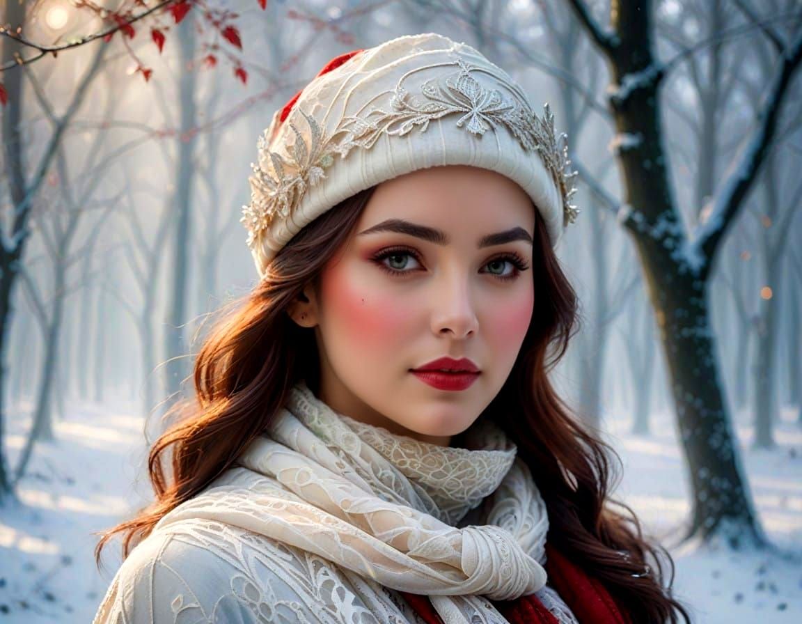 Whimsical Winter Scene in Ethereal Light