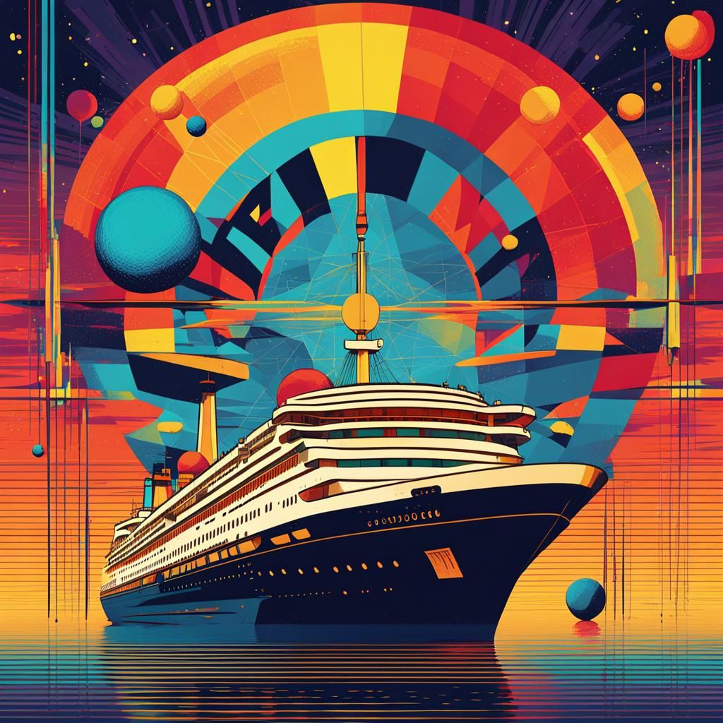 Vibrant Galaxy Cruise in Geometric Pop Art