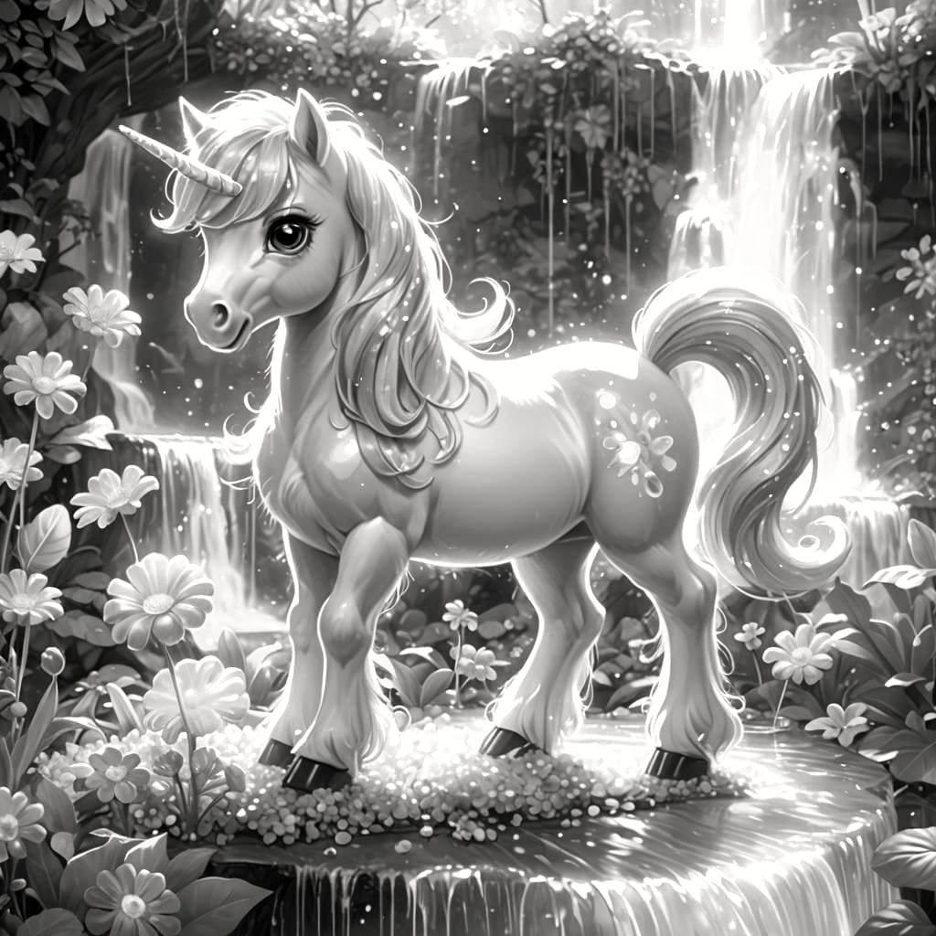 Chibi Pony in Bioluminescent Garden: Candy Art