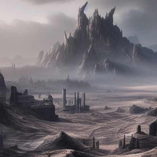Desolate Wasteland in Detailed Matte Painting Style