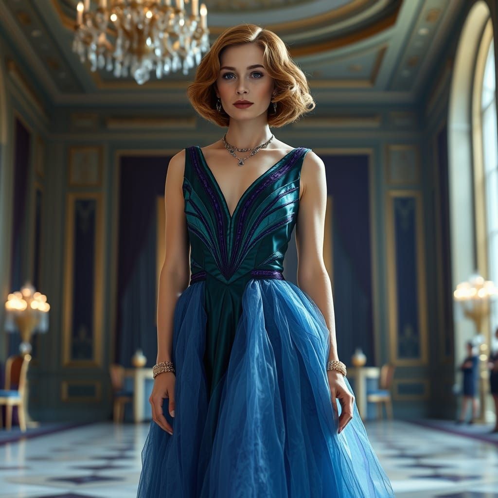 Woman in Crystal Geode Dress, Digital Art