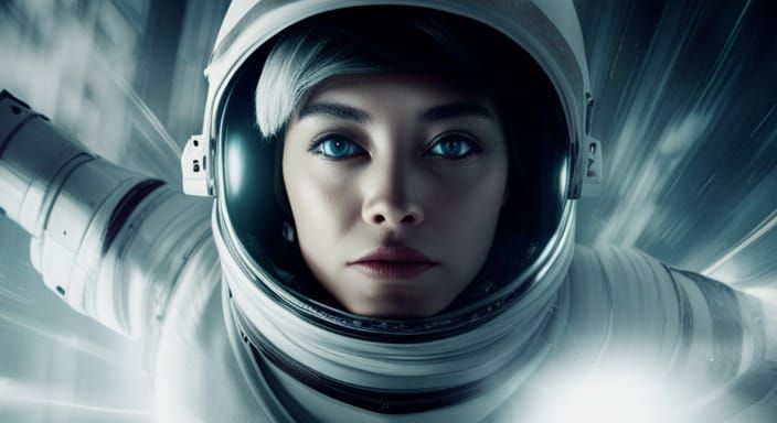 Astronaut Cat Falling Through Space: Cinematic Still