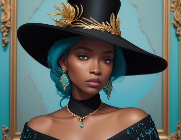 Elegant Black Woman Shopping for Hats in Paris