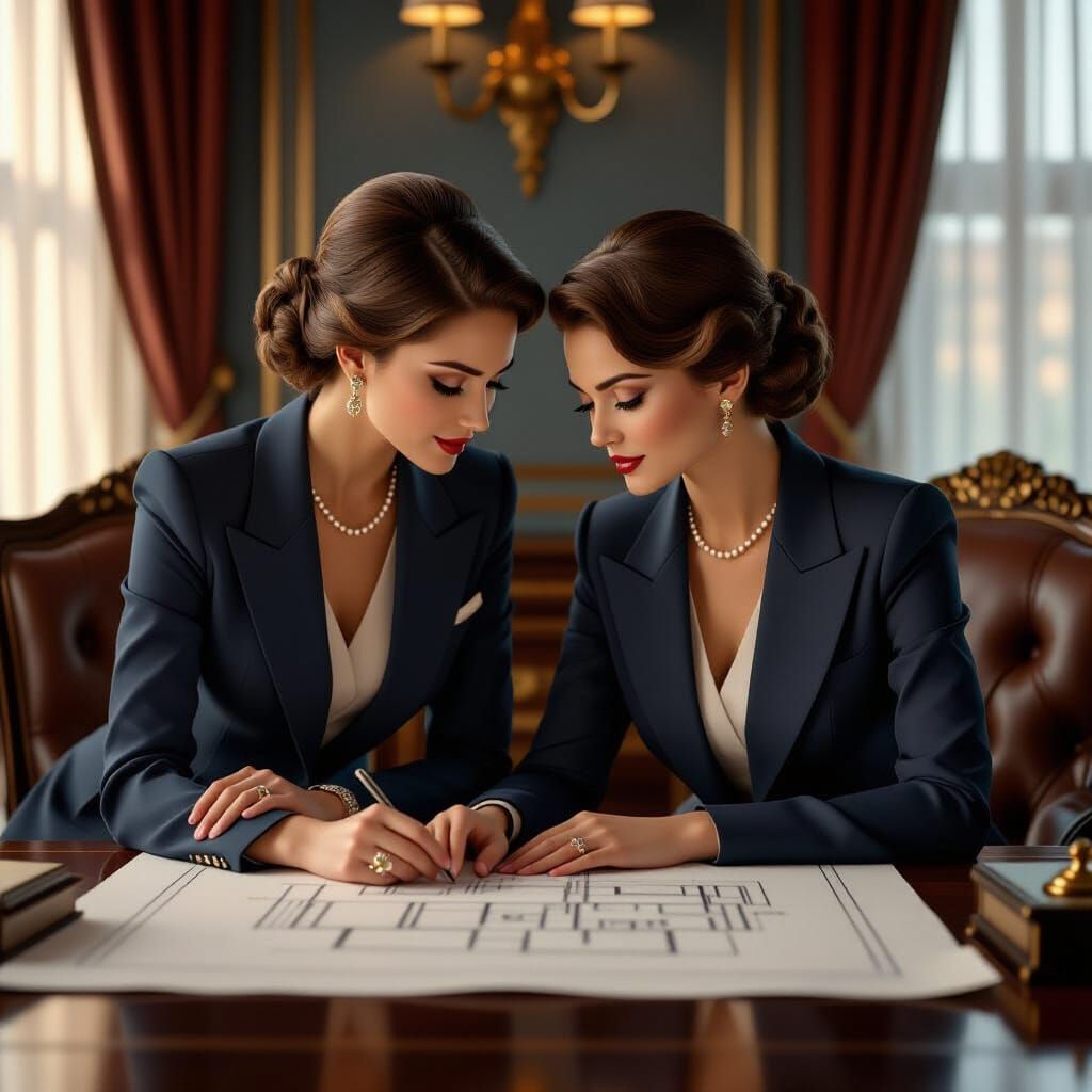 Elegant Heiress and Companion Study Architectural Plans