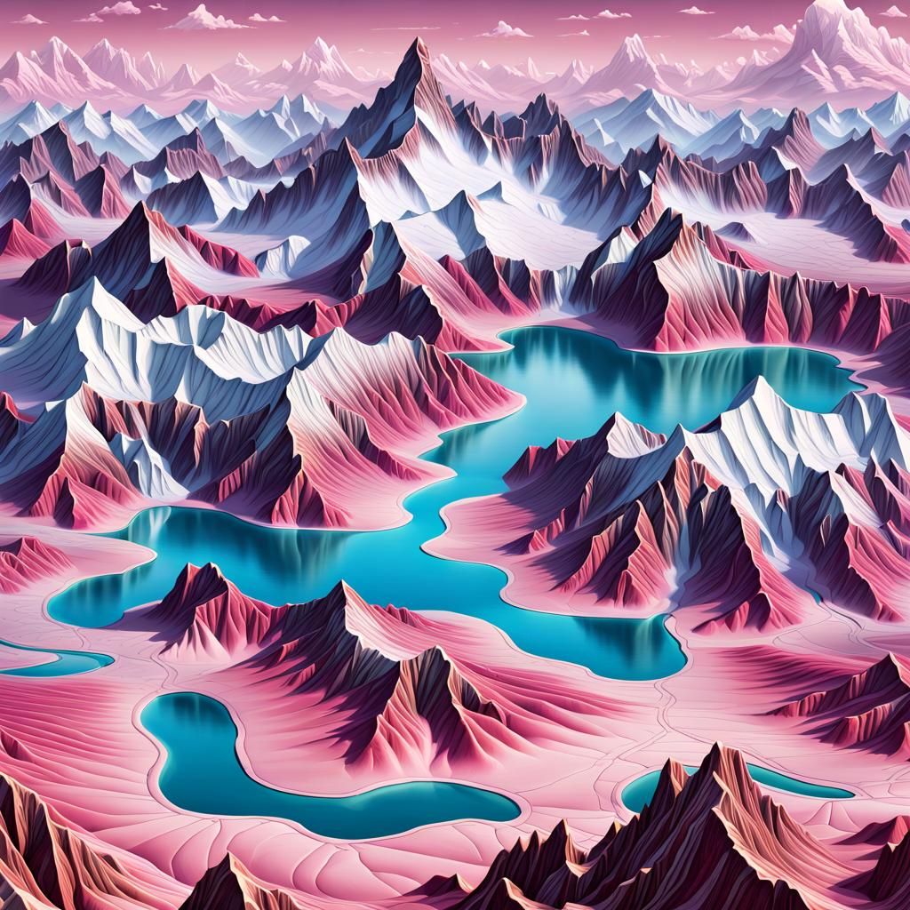 Detailed Topographical Map of Icy Mountain Ranges