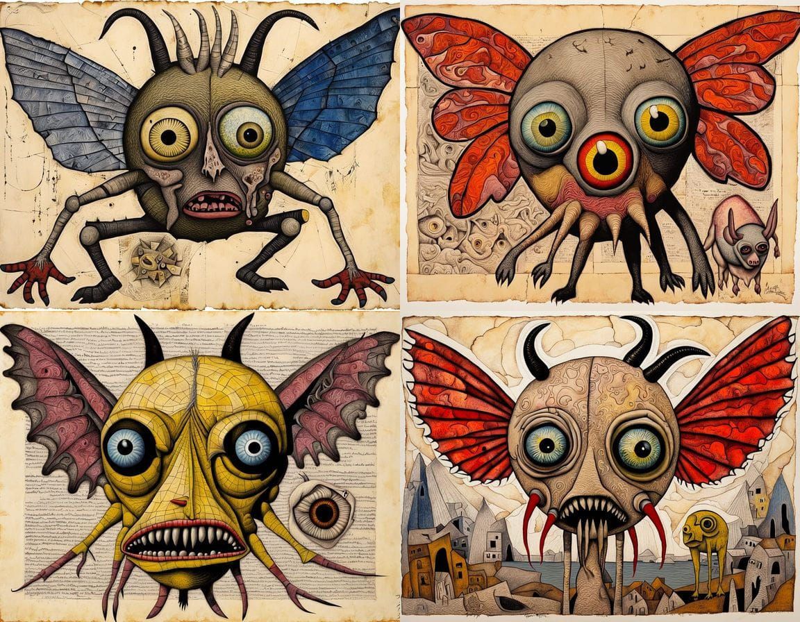 Grotesque Mutant Collage in Mixed Media Style