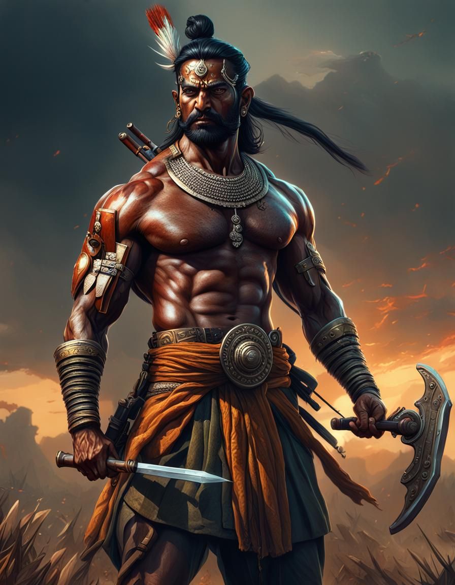 Bheema with Gada in Indian War Field