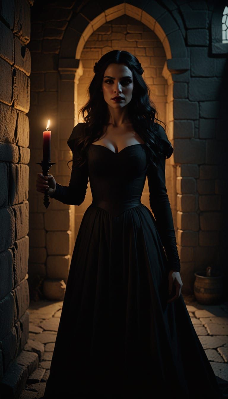 Ethereal Vampire in Dark Castle Splendor