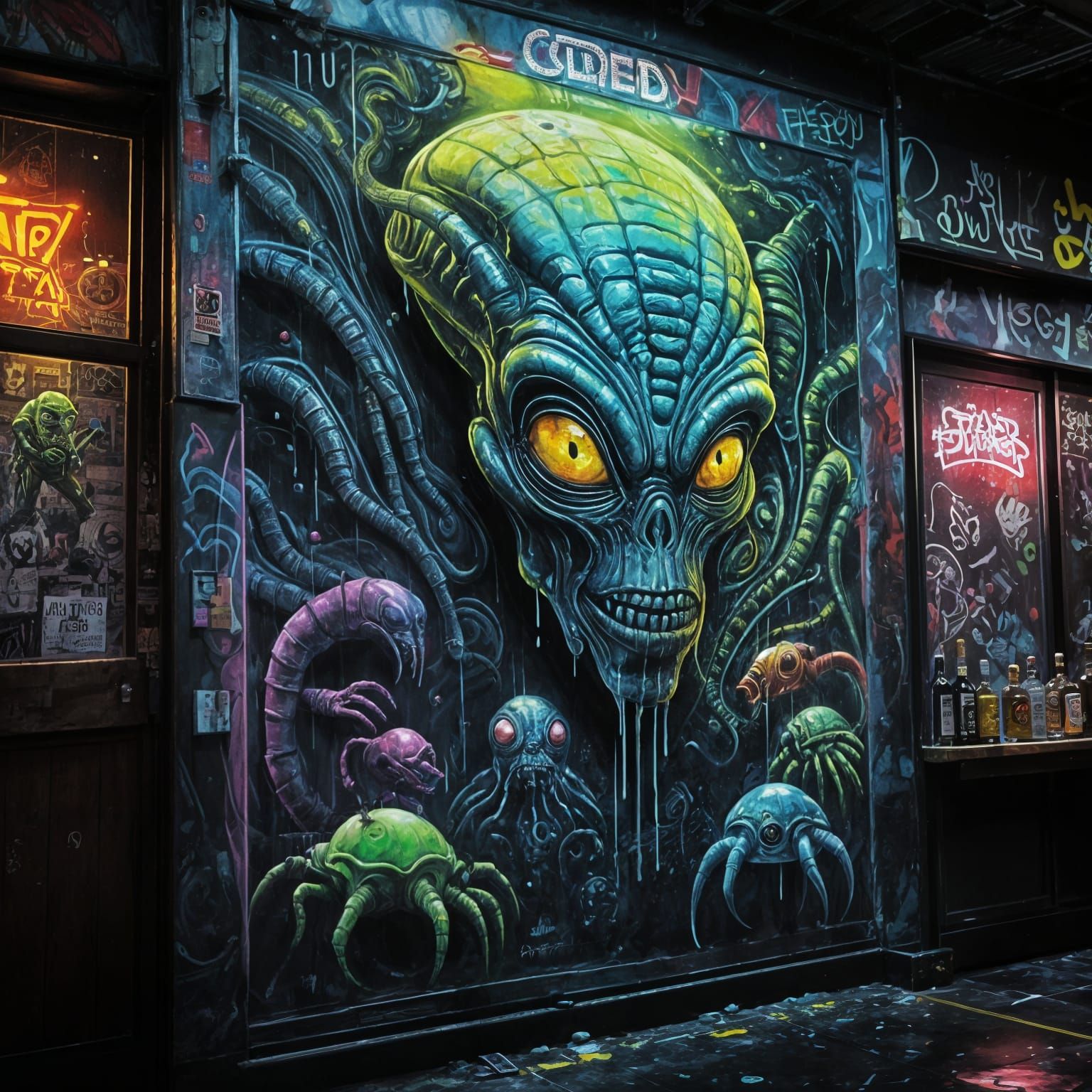 Wanted Alien Poster in Graffiti Art Style
