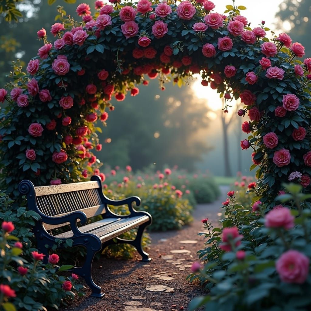 Magical Abandoned Rose Garden at Golden Hour