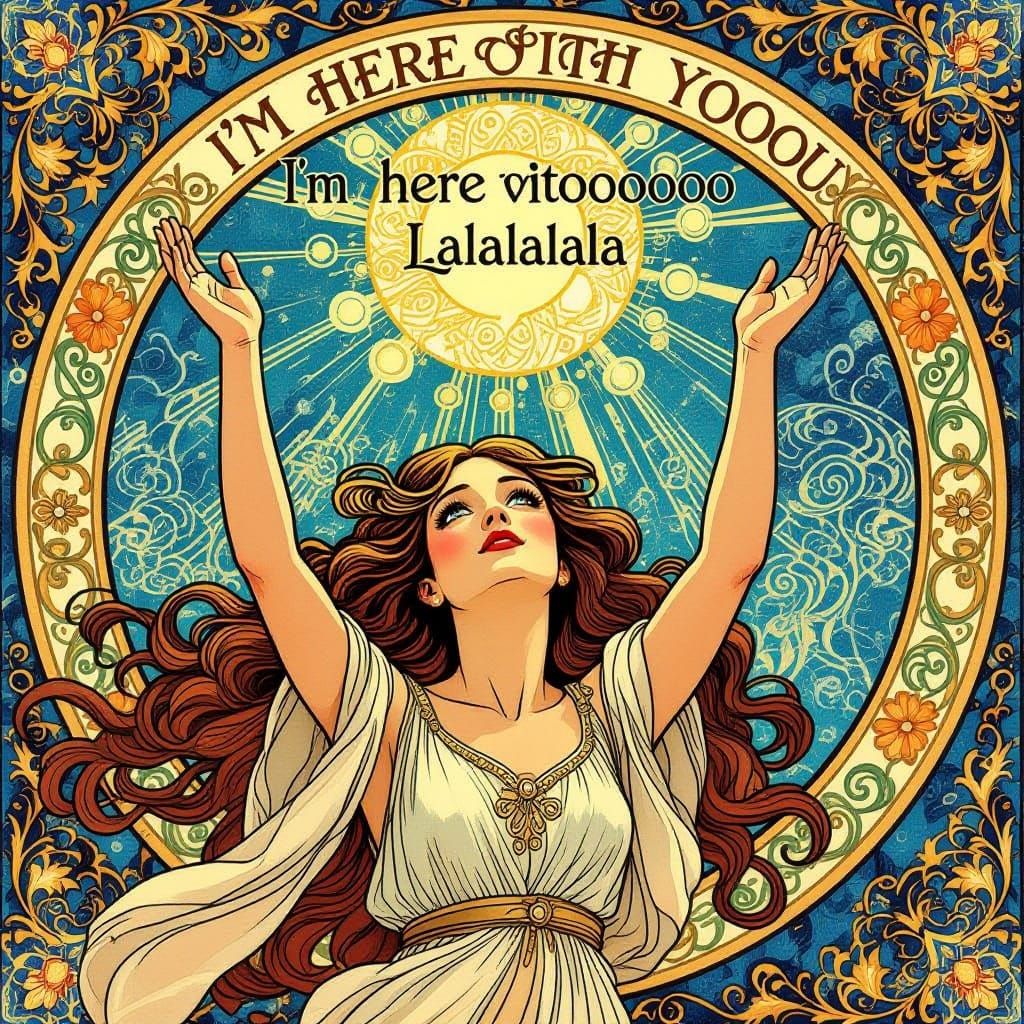 Art Nouveau Woman in Celestial Sky