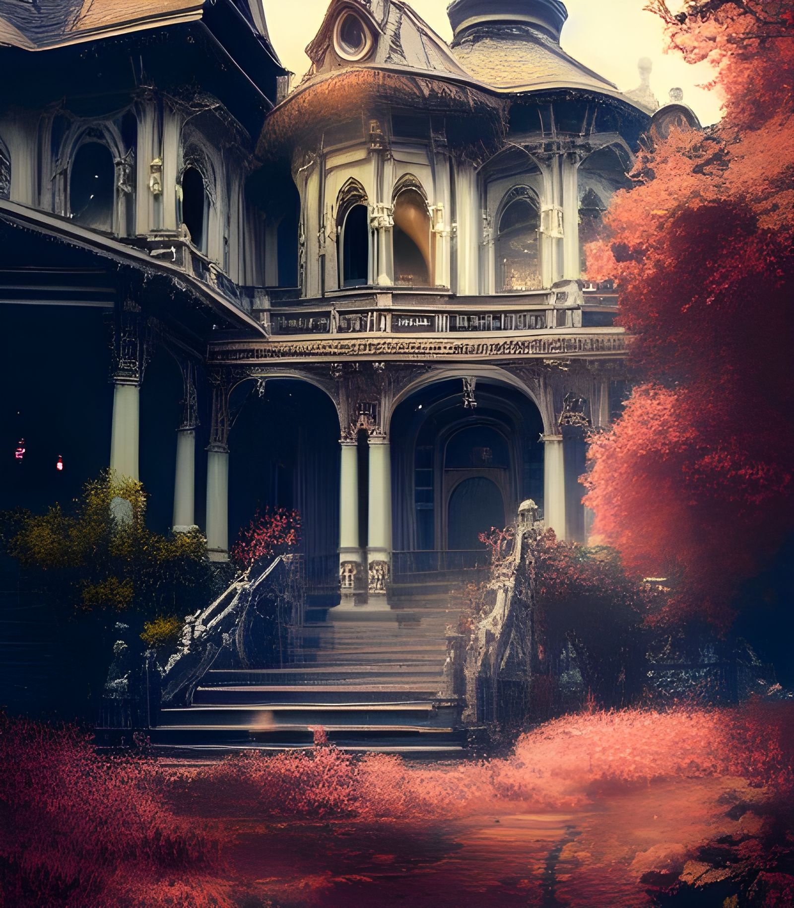 Spooky Victorian House Concept Art in 8K