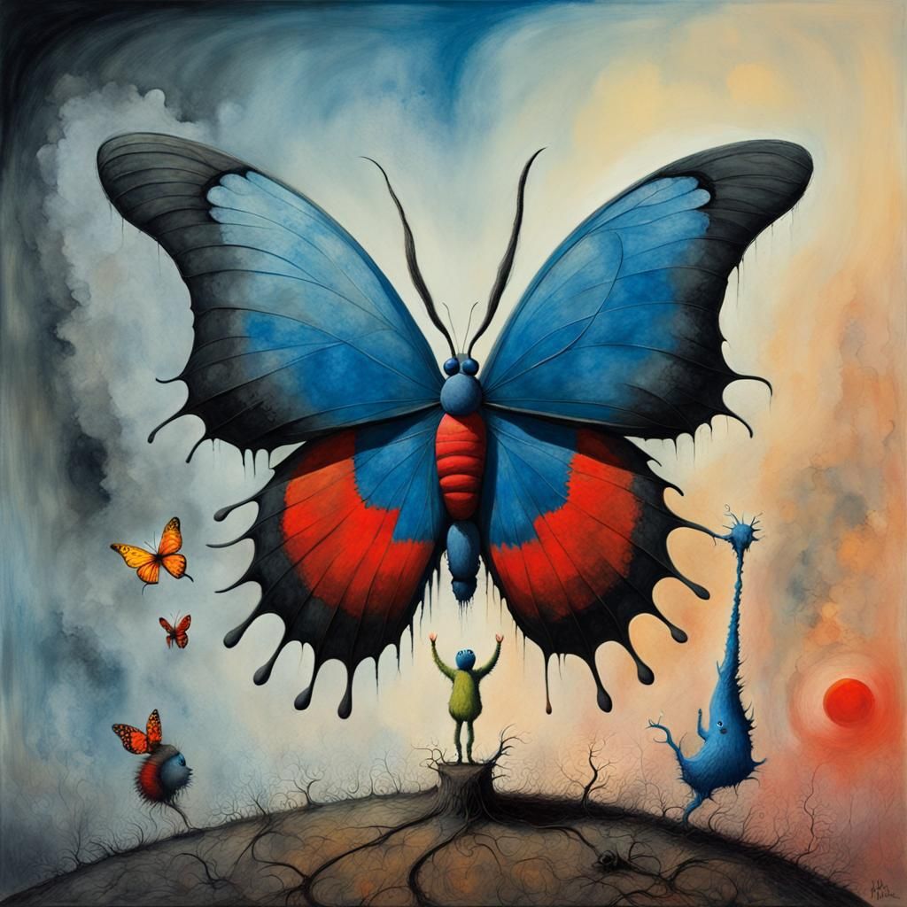 Gouache Butterfly: Sinister Impressionist Maximalist Masterp...