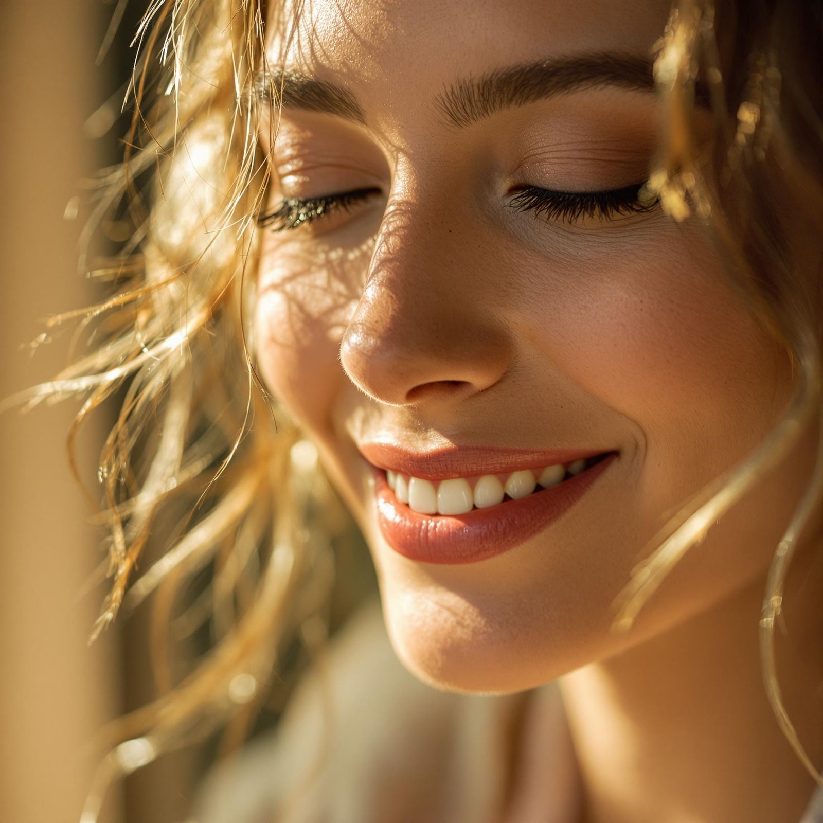 Woman Lost in Tender Intimacy