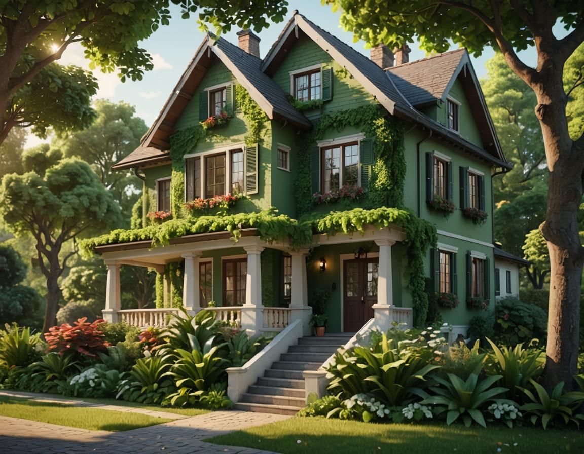 Lush House in 3D Animation with Bokeh