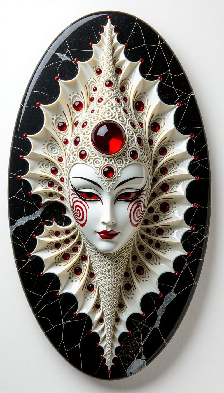 Ornate Qliphothic Shell Husk-Worlds on Onyx Slab