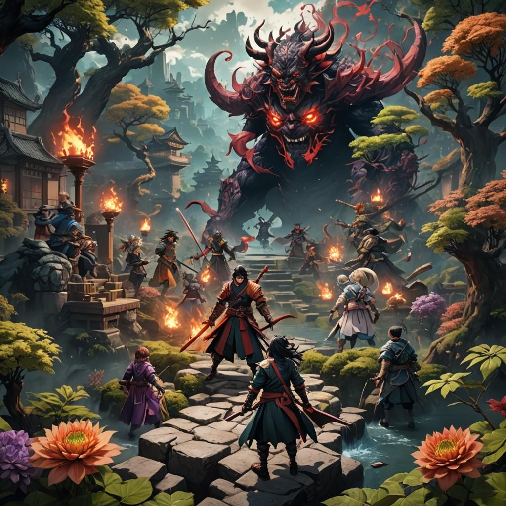 Demon Slayer Anime Matte Painting in 8K