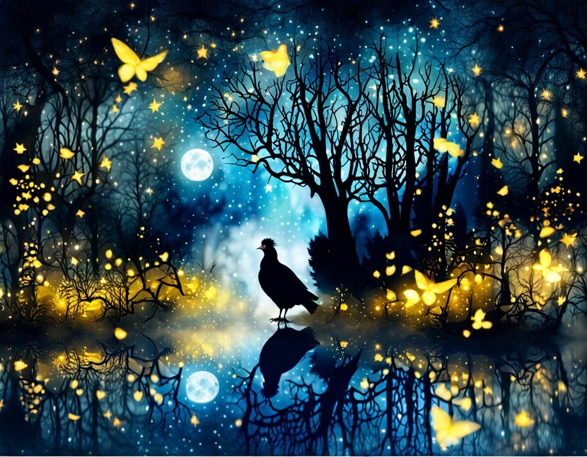 Mystical Pheasant Silhouette in Watercolor Art