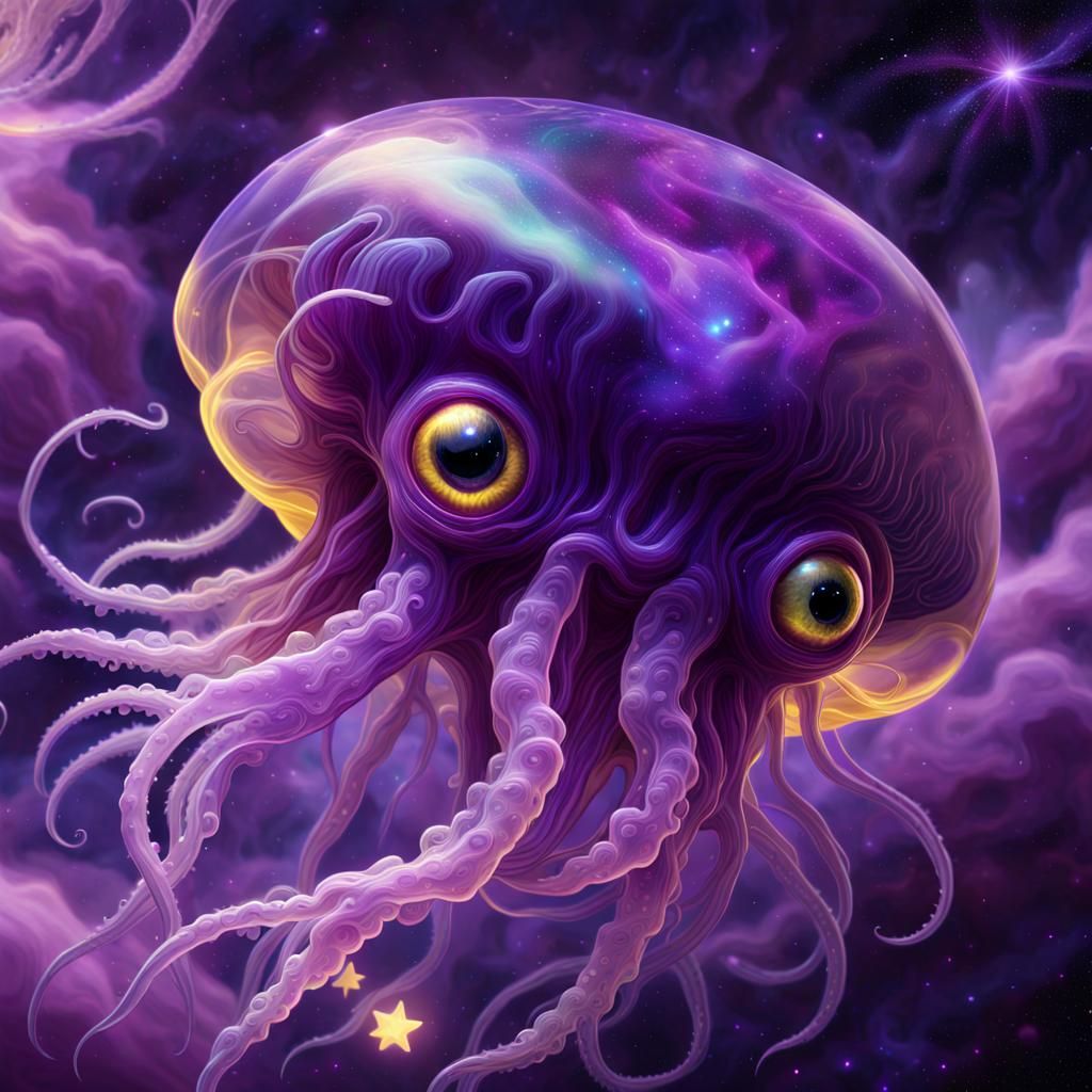 Translucent Alien Jelly Creature in Deep Space