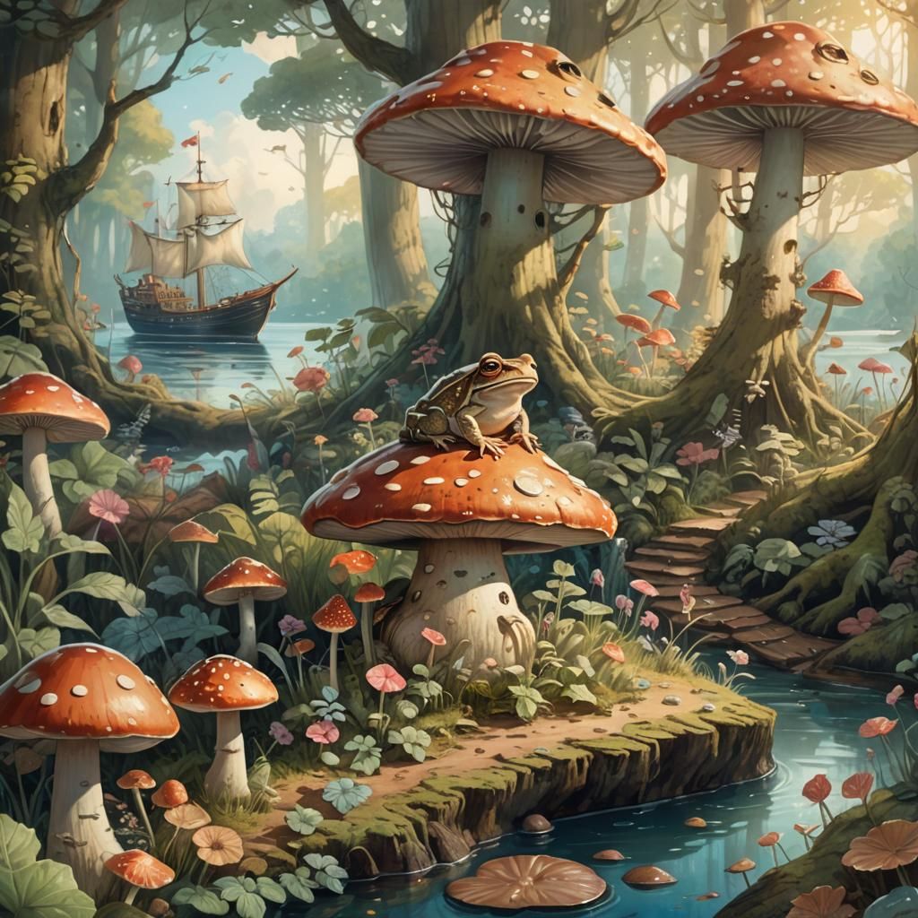 Idyllic Toad Adventure in a Sunny Forest