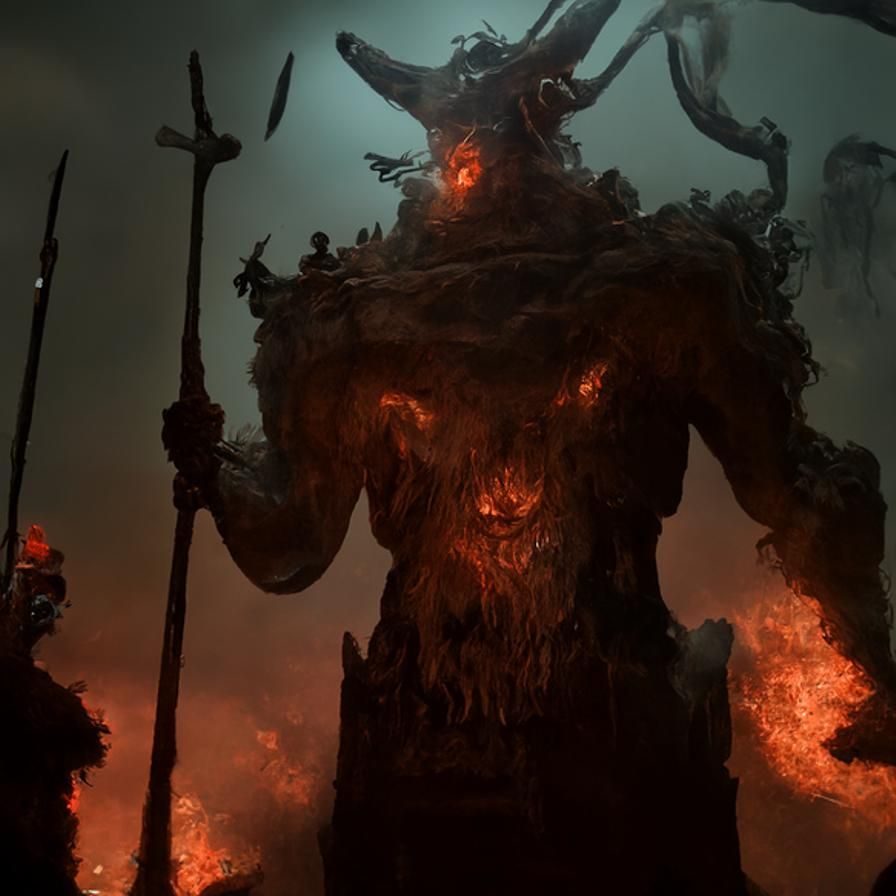 Hell Guard in a Dramatic Digital Painting