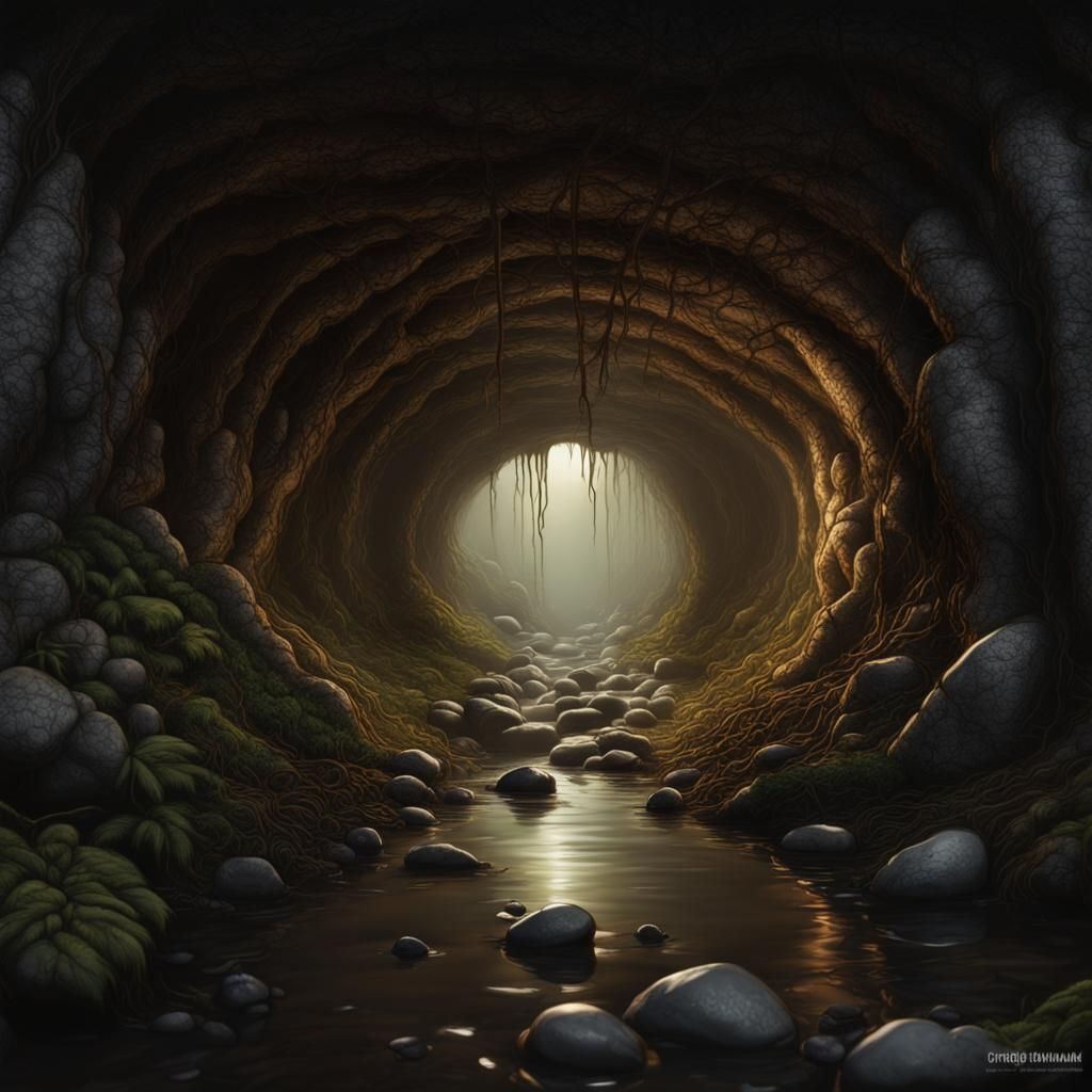 Sinister Underground Crawlspace with Light at End