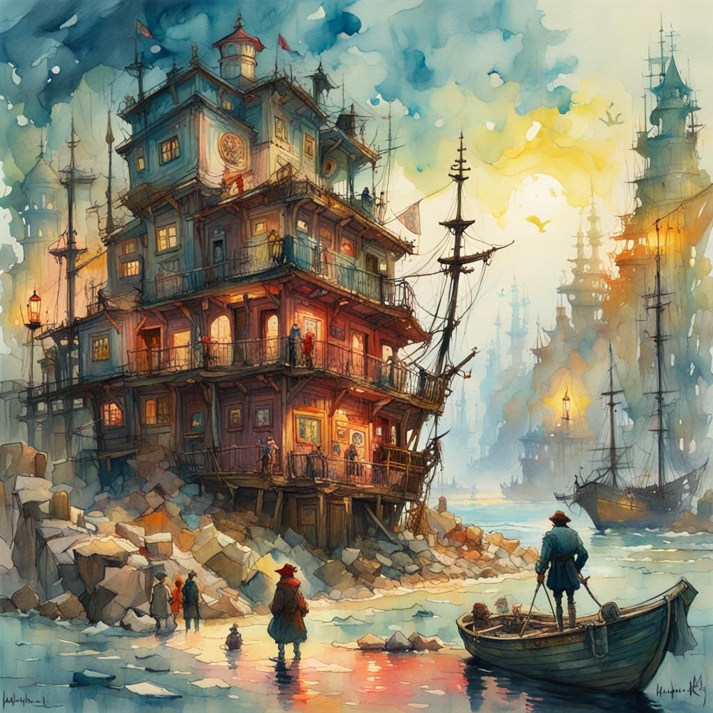 Detailed Pirate in Bright Watercolour Fantasy