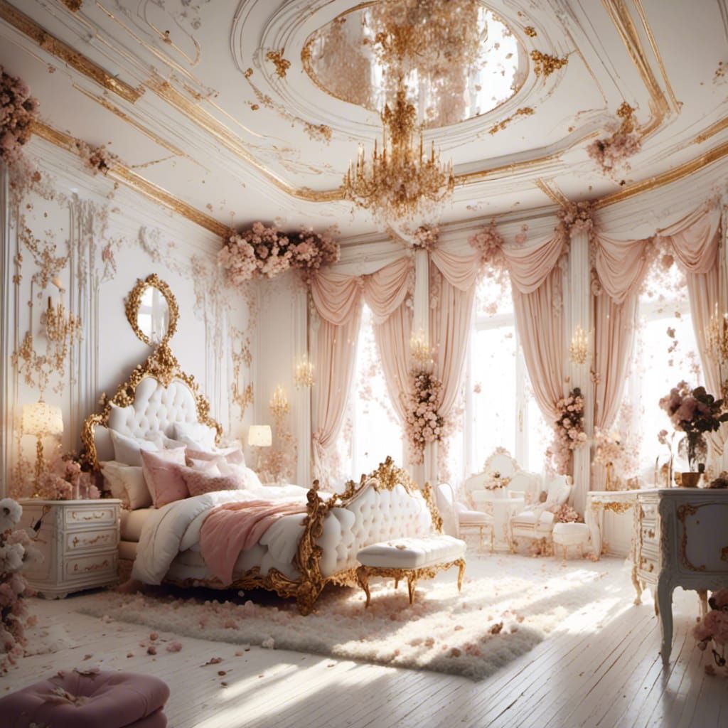 Elegant Fantasy Bedroom with Floral Accents