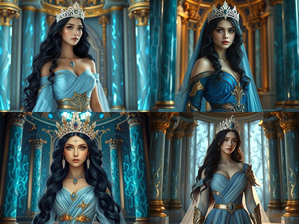 Elegant Princess Reigns in Majestic Throne Room