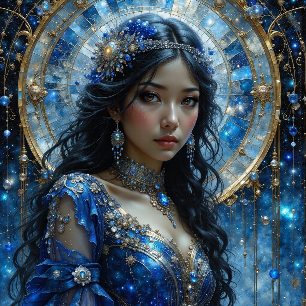 Galactic Muse in Art Nouveau Style