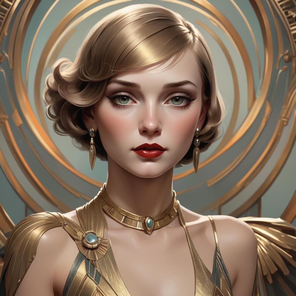 Opulent Art Deco Portrait: Digital Concept Art