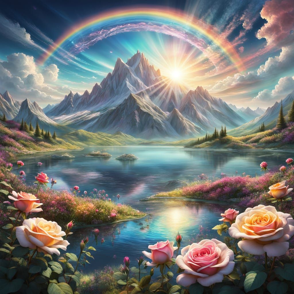 Cosmic Woman in Vibrant Astral Landscape