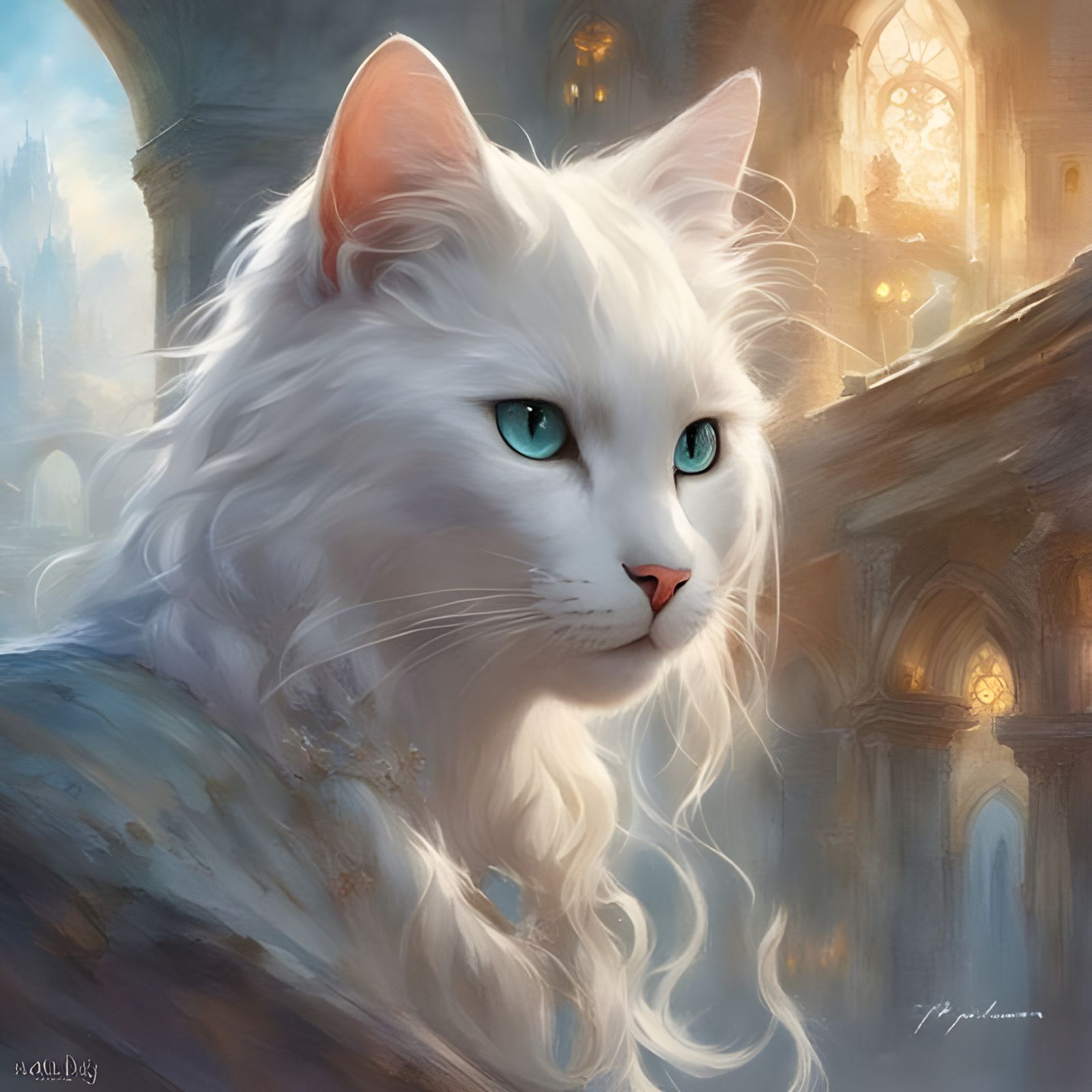 Creepy Cute Kitty Ghost Portrait in Splash Art Style