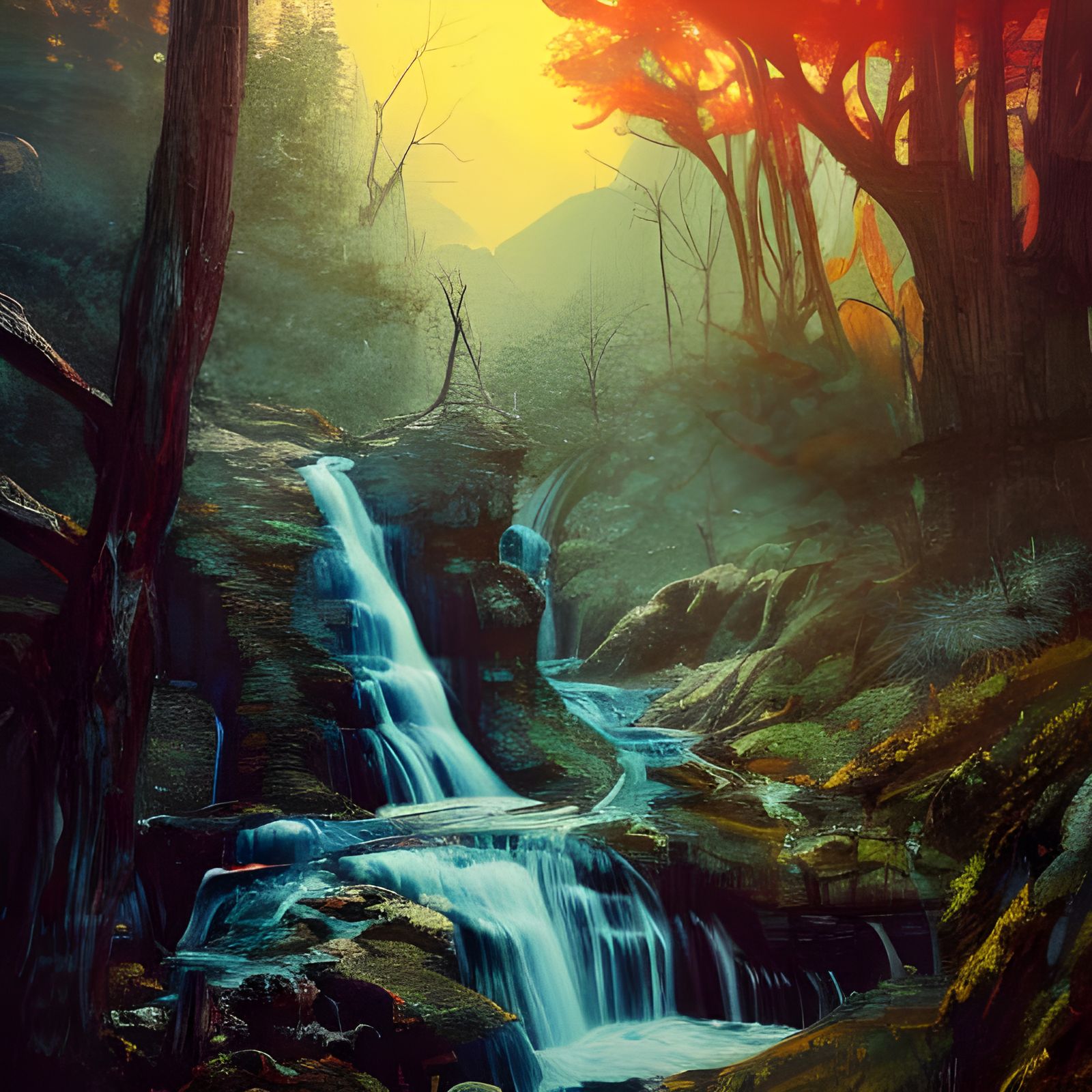 Breathtaking Waterfall Art in Photorealistic Style