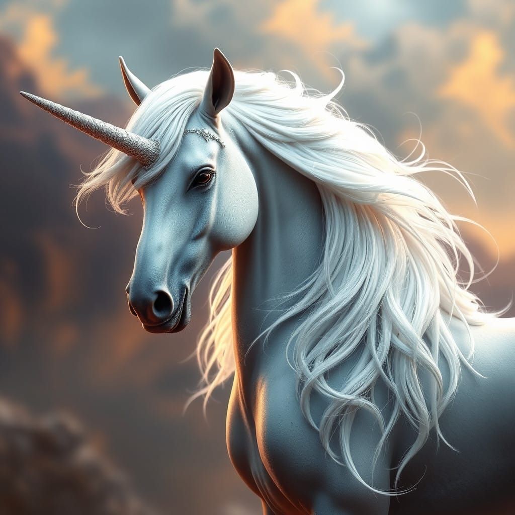 Fantastical Realism: Majestic Unicorn in Matte Painting Styl...