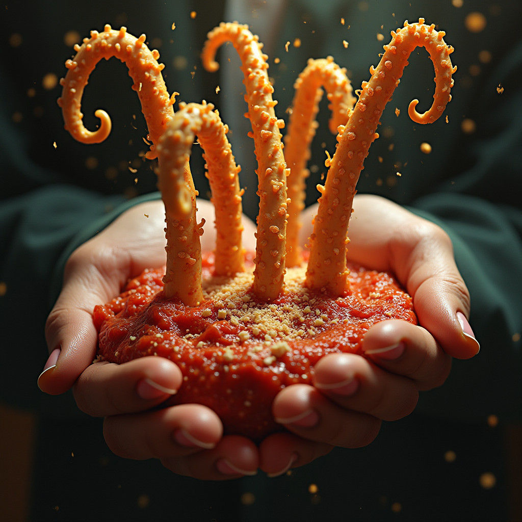 Surreal Fingers Embrace Marinara, Digital Art