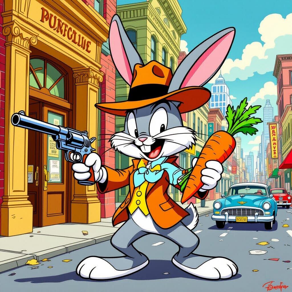 Bugs Bunny Bank Robbery Cartoon Style