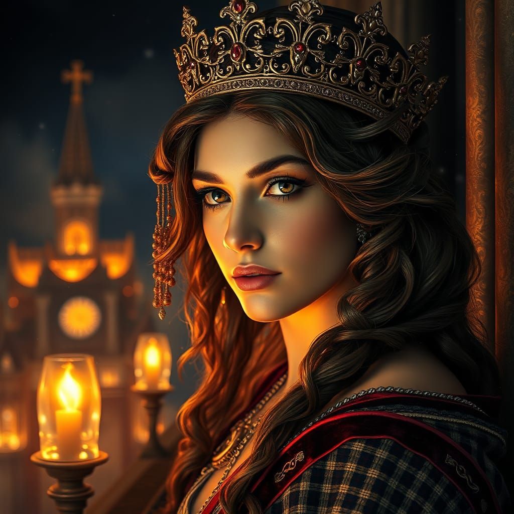 Queen's Portrait in Oil, Hyperrealistic Digital Art