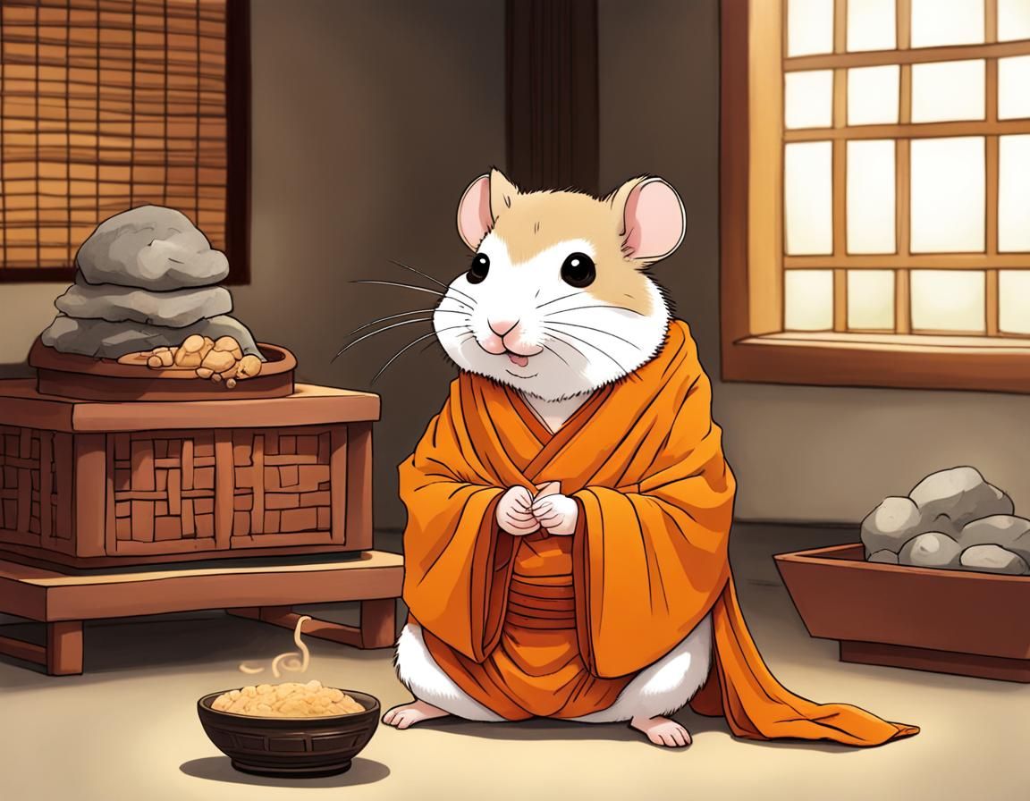 Hamster as a Buddhist Monk
