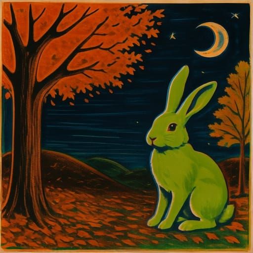 Rabbit's Autumn Date Night in Pop Art Style