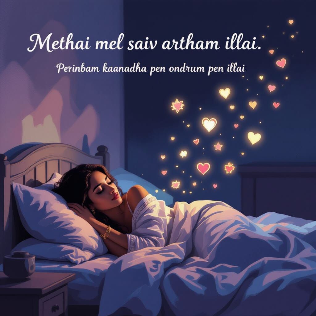 Poetic Digital Painting of Contemplative South Asian Woman